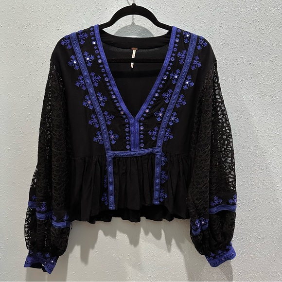 Lace Sleeve Free People Top - Picture 1 of 4